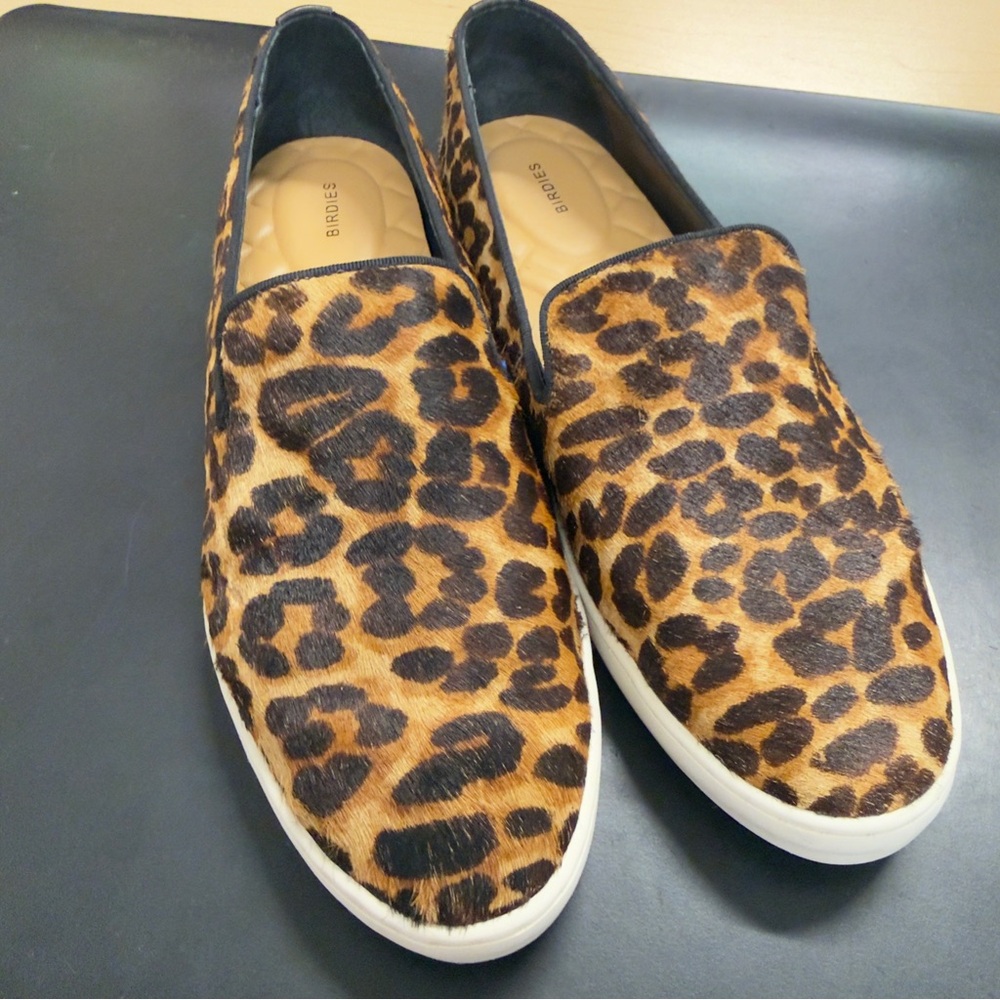 Birdies The Swift Leopard Print Slip-On Flats - Brown/Black Size 8